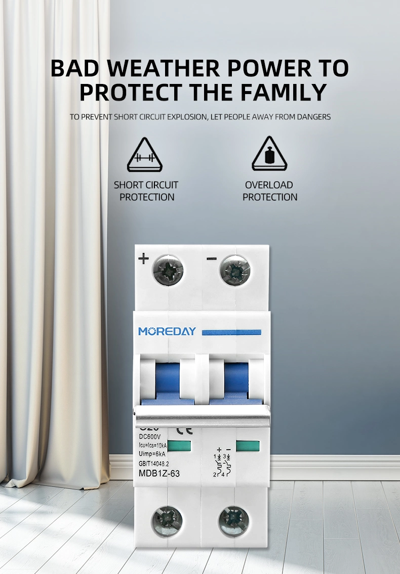 Factory Price DC Circuit Breaker Solar System 2p DC MCB 16A 20A 25A 32A 40A 50A 63A 800V Miniature Circuit Breaker DC MCB