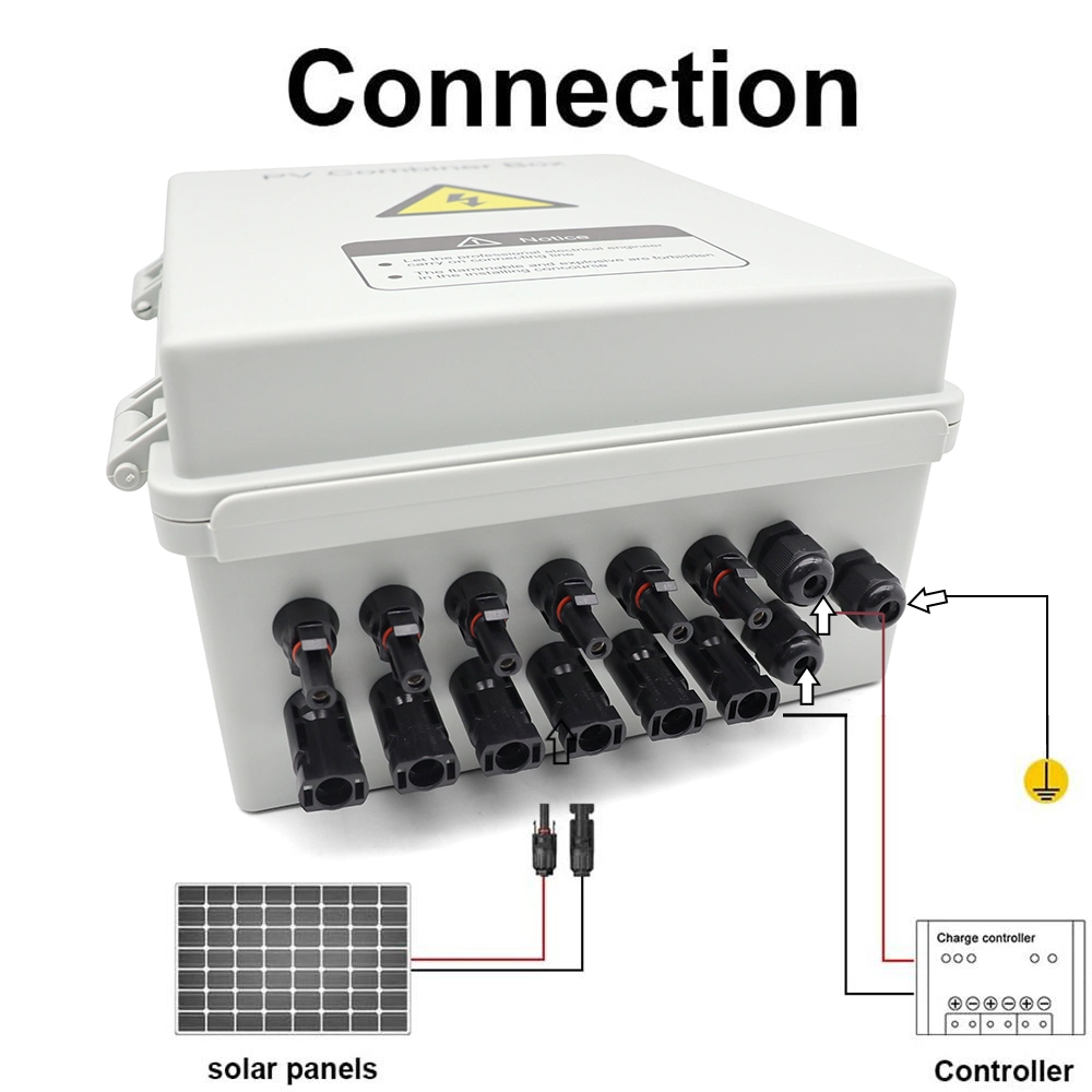 Wholesale Factory Price 6 in 1 out 32A 1000V DC Solar PV Array Plastic Combiner Box IP65 Waterproof Combiner Box with Solar Connector