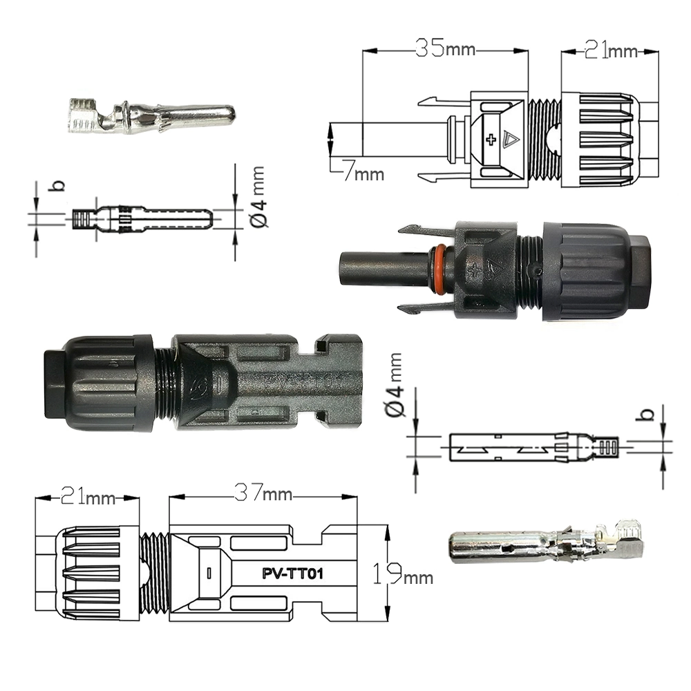 1000V Solar DC Connector Mc4 PV Connector Waterproof with TUV Approved