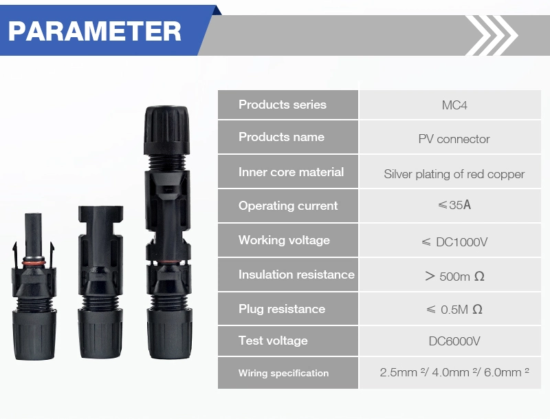 High Quality Mc-4 Connector DC 1500V Solar PV Cable Connector for PV Combiner Box Wire