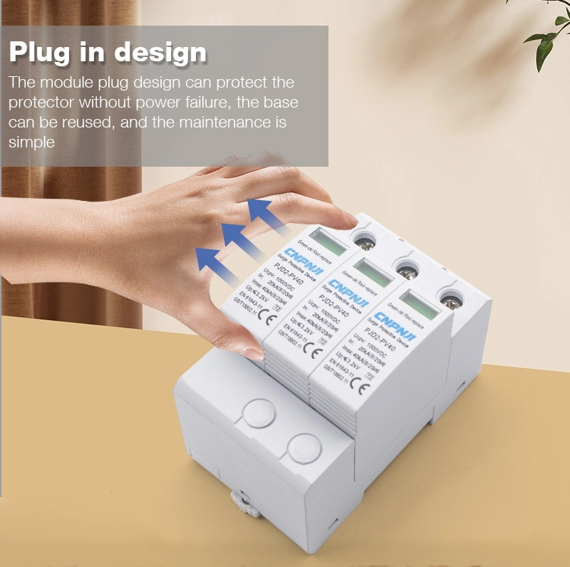 Photovoltaic Surge Protector T2 DC 2p 800V 20ka 40ka Solar Power SPD PV Solar Lightning Arrester